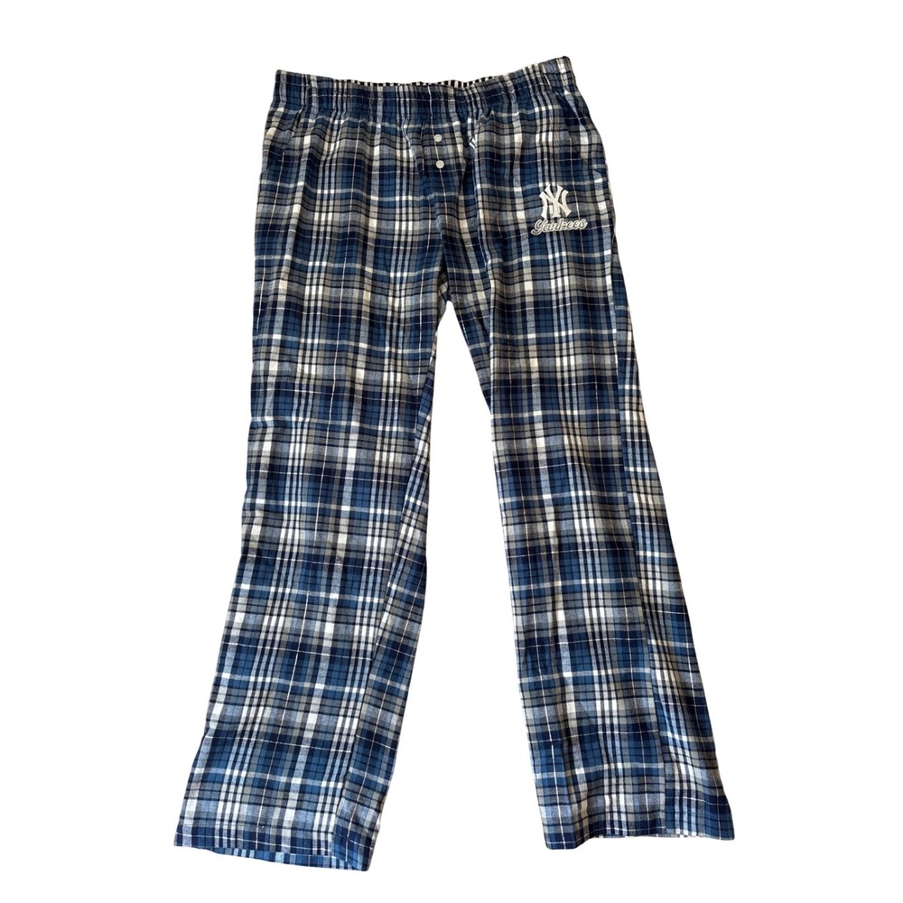 Concepts Sport MLB New York Yankees Pajama Pants Women Blue Plaid NWT SIZE Large